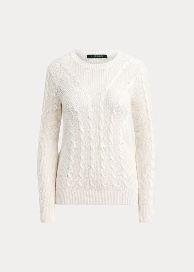 Sueter Ralph Lauren Mujer Creme - Cable-Knit Crewneck - FMGDE8031